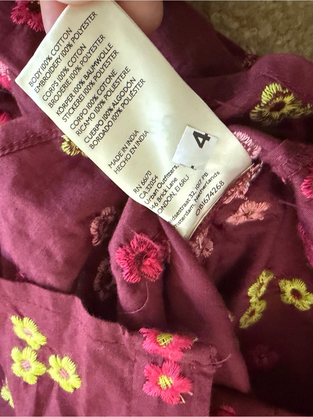 Anthropologie Maeve 100% Cotton Size M Burgundy Floral Button-Down Shirt - Picture 6 of 9